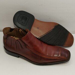 Stacy Adams Square Toe Chelsea Boots Men 9M Brown Leather Pull On